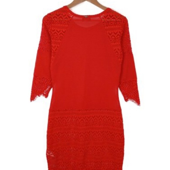 Elegant Red Lace Dress - Picture 2 of 4